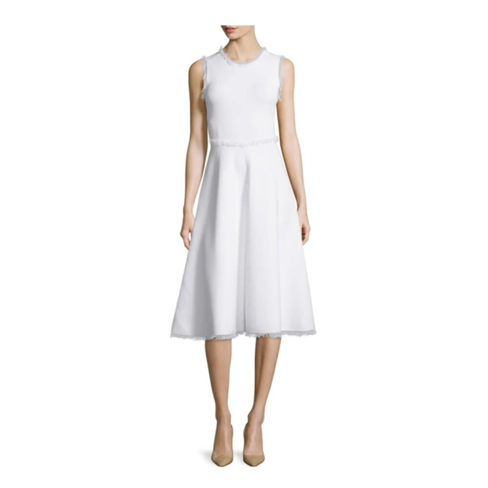 A.L.C. Theresa A-Line Heavy Knit Fringe Dress - White XS